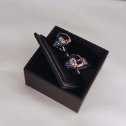 Cufflinks – Swarovski Crystal Skull with Newsboy Hat – Made in Italy