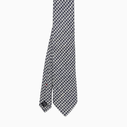 Navy & White Houndstooth Pattern Tie – Made in Italy