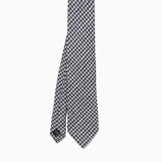 Navy & White Houndstooth Pattern Tie – Made in Italy