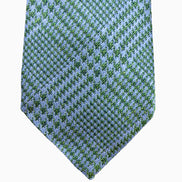 Light Blue & Green Geometric Pattern Silk Tie – Made in Italy