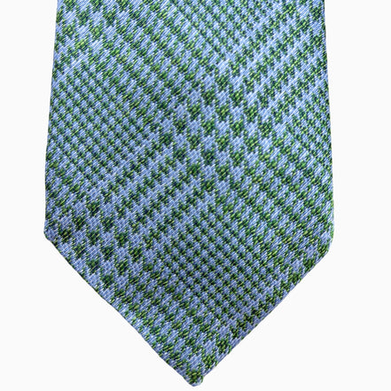 Light Blue & Green Geometric Pattern Silk Tie – Made in Italy
