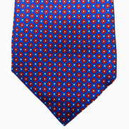 Royal Blue and Red Medallion Motif Silk Tie – Made in Italy