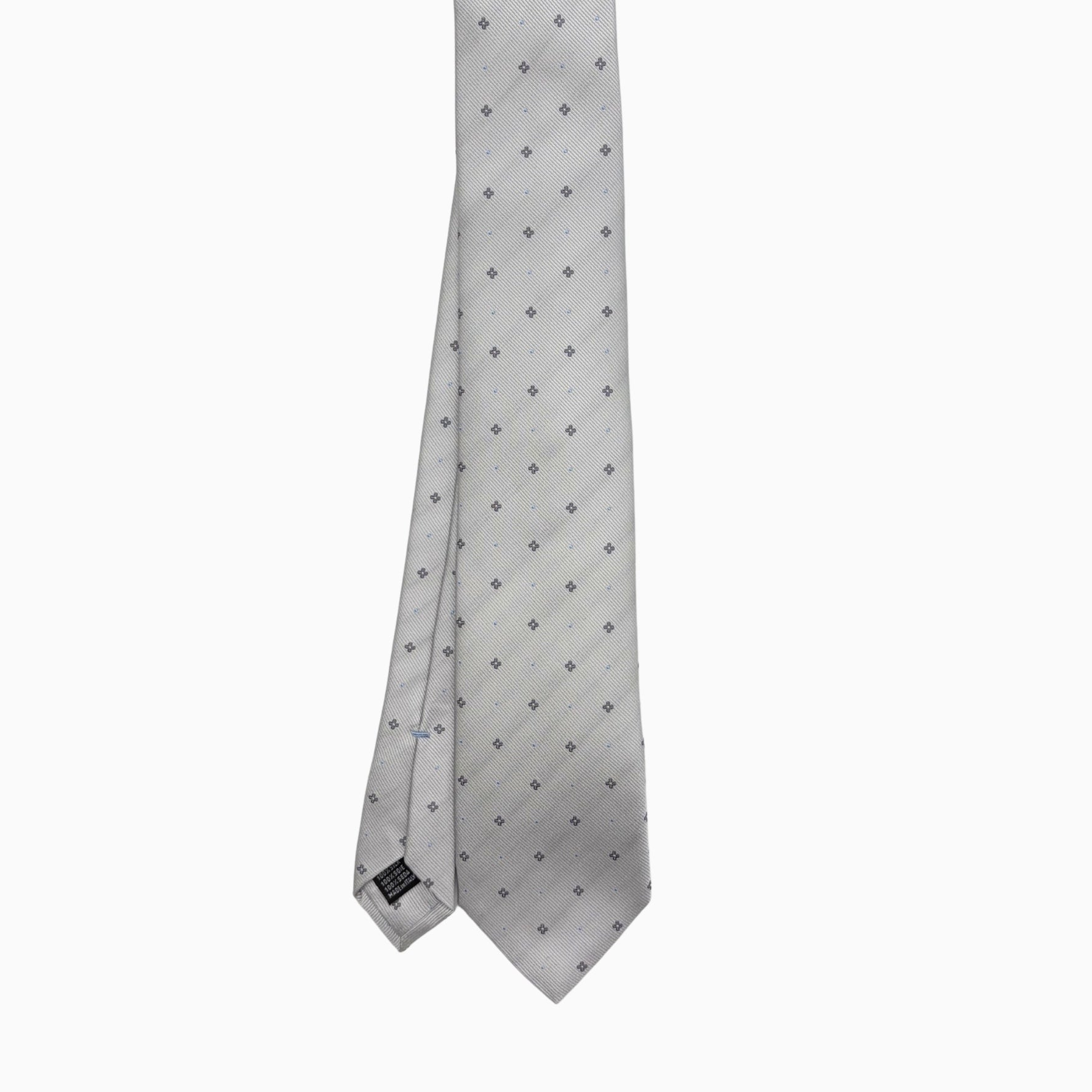 Light Grey Micro Pattern Silk Tie – Made in Italy