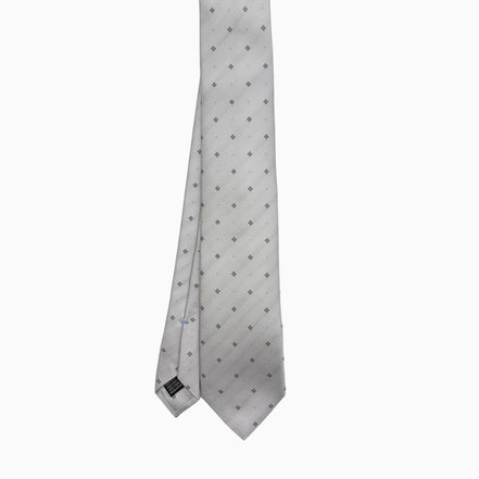 Light Grey Micro Pattern Silk Tie – Made in Italy