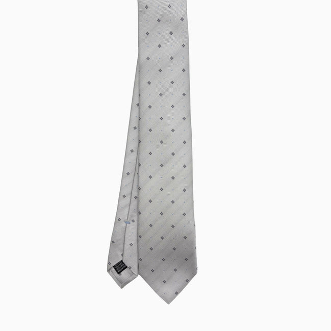 Light Grey Micro Pattern Silk Tie – Made in Italy