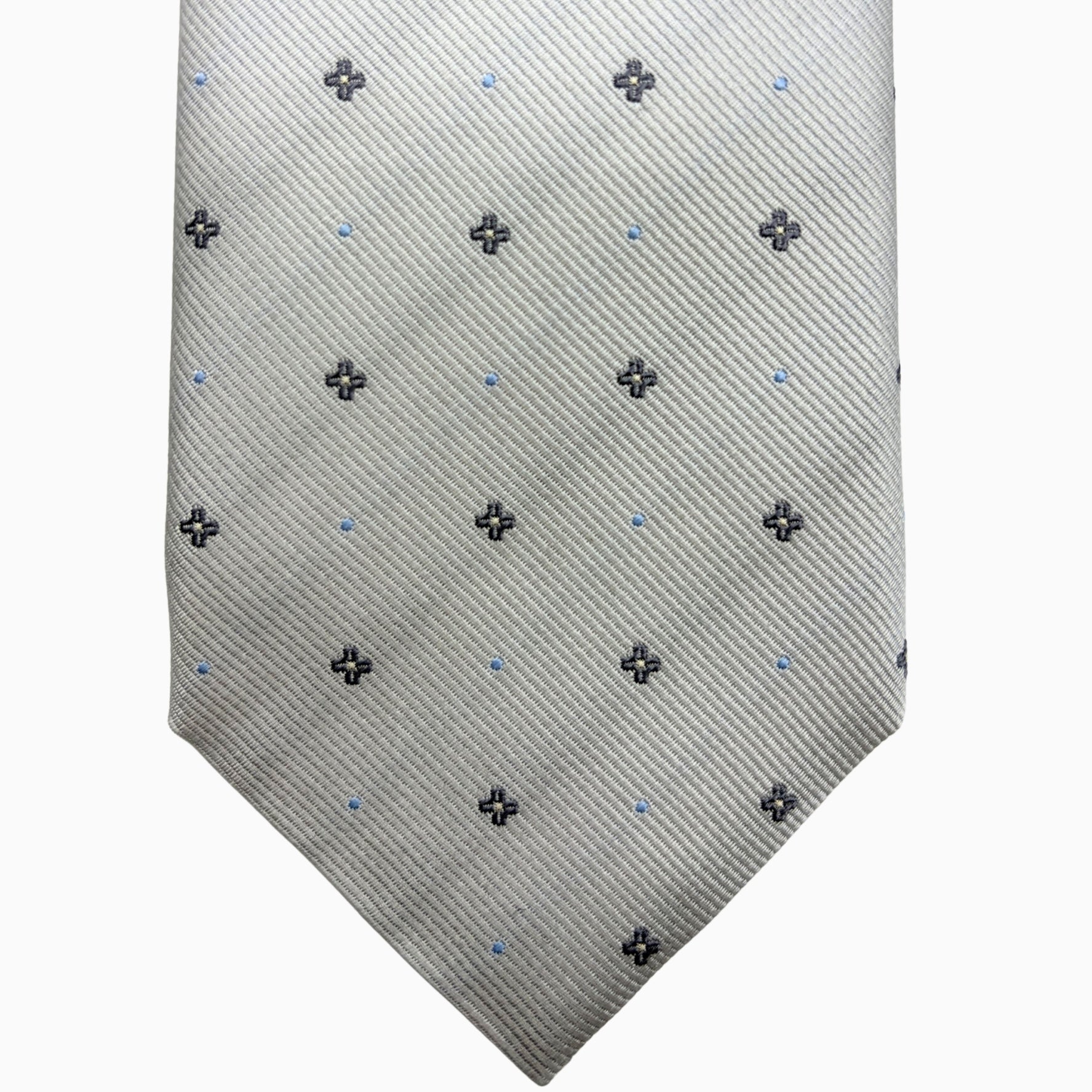 Light Grey Micro Pattern Silk Tie – Made in Italy