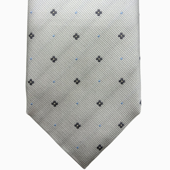 Light Grey Micro Pattern Silk Tie – Made in Italy