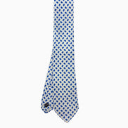 White & Blue Paisley Pattern Silk Tie – Made in Italy