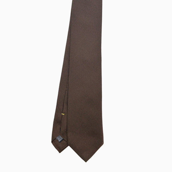 Chocolate Brown Textured Silk Tie – Made in Italy