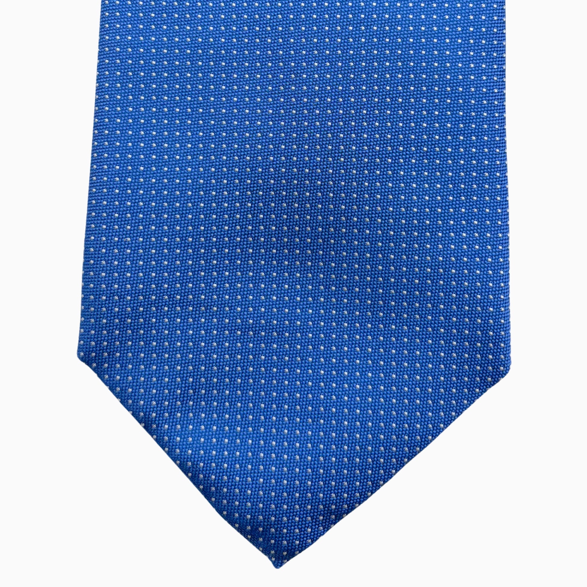 Light Blue and White Micro-Dot Silk Tie – Made in Italy