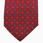 Red and Blue Geometric Motif Silk Tie – Made in Italy