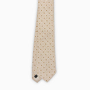 Beige and Burnt Orange Floral Motif Silk Tie – Made in Italy