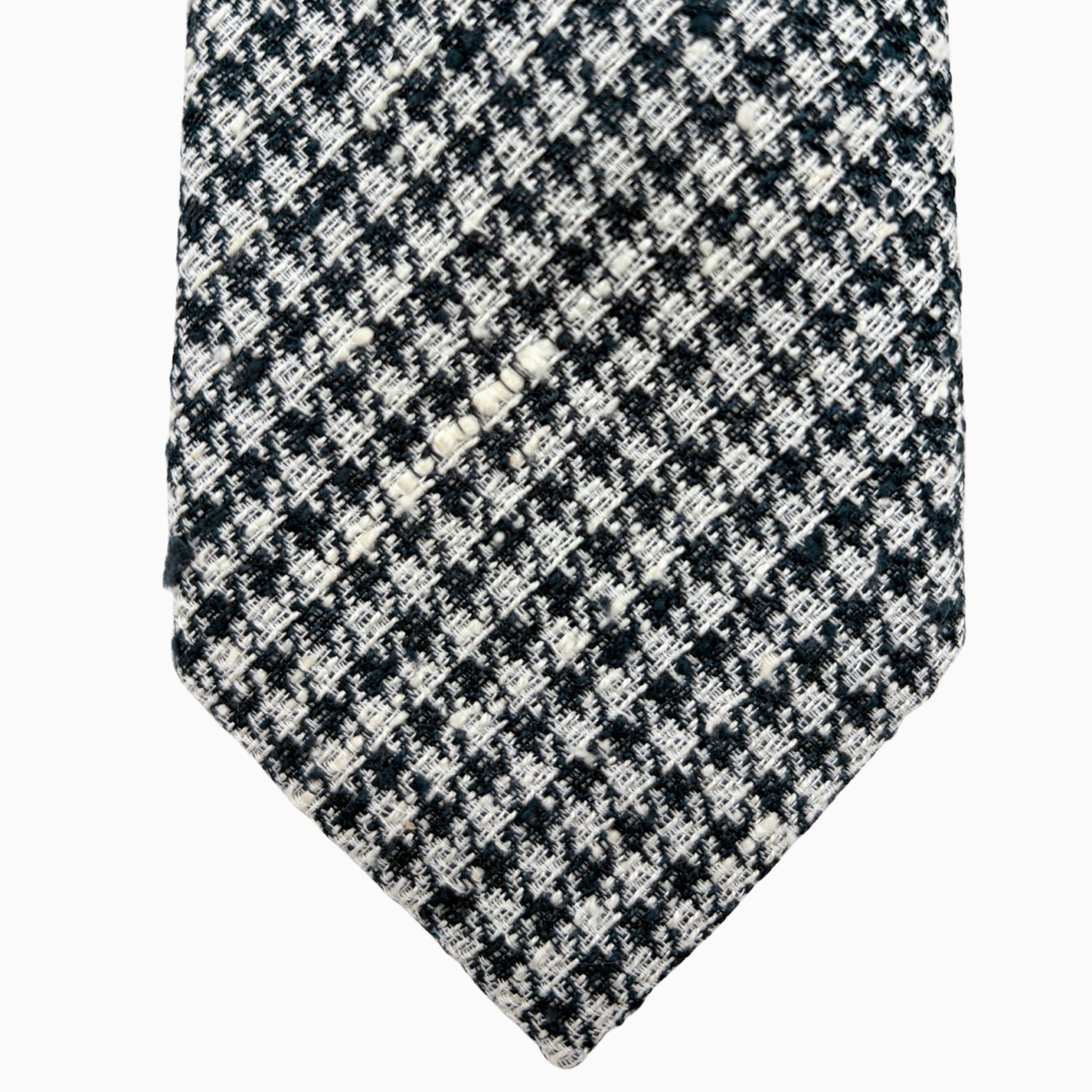 Navy & White Houndstooth Pattern Tie – Made in Italy