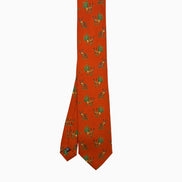 Burnt Orange Deer Motif Silk Tie – Made in Italy