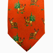 Burnt Orange Deer Motif Silk Tie – Made in Italy