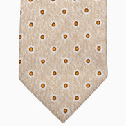 Beige and Burnt Orange Floral Motif Silk Tie – Made in Italy