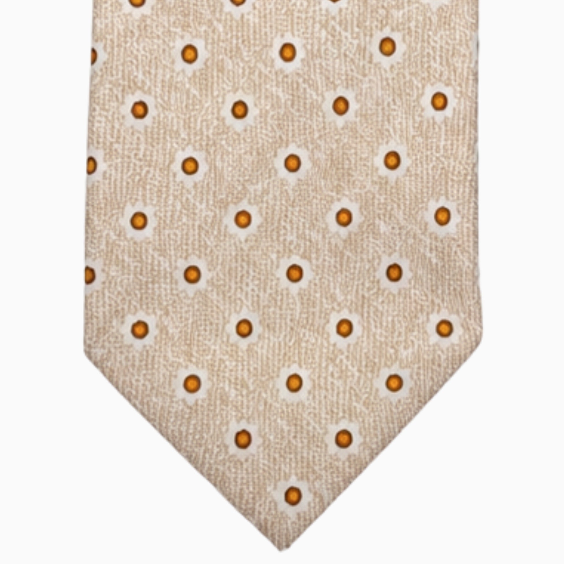 Beige and Burnt Orange Floral Motif Silk Tie – Made in Italy