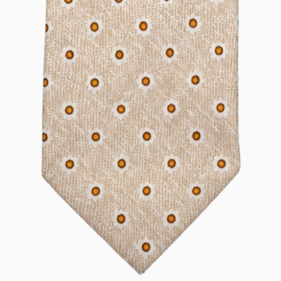 Beige and Burnt Orange Floral Motif Silk Tie – Made in Italy