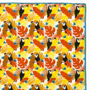 Yellow, Orange & Light Blue Tropical Toucan Handkerchief – Made in Italy