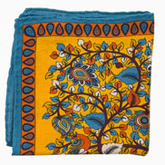 Yellow, Blue & Orange Ornamental Tree & Deer Handkerchief – Made in Italy