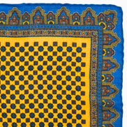 Yellow & Royal Blue Ornamental Geometric Handkerchief – Made in Italy