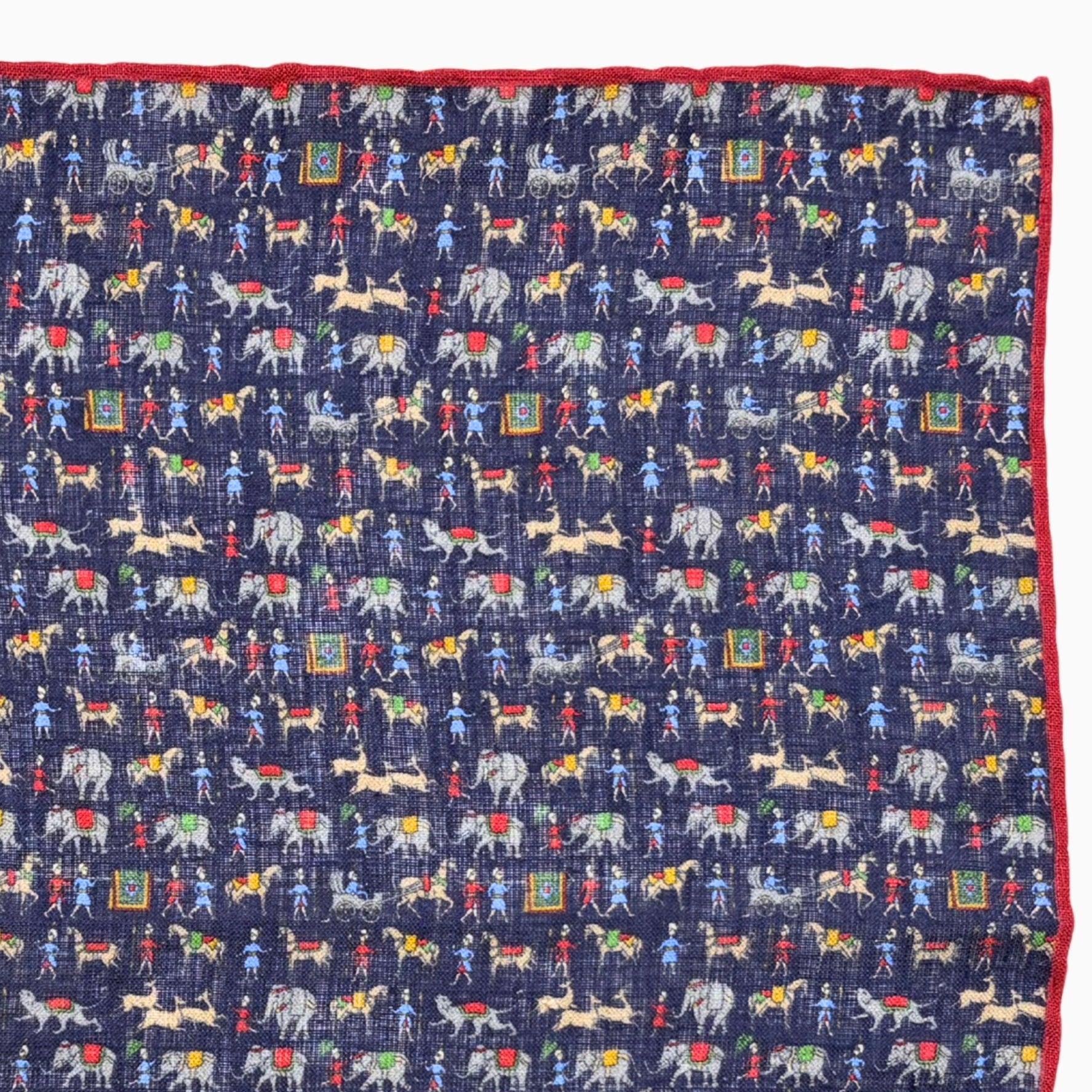 Navy Blue Multicolor Animal & Figure Print Handkerchief – Made in Italy