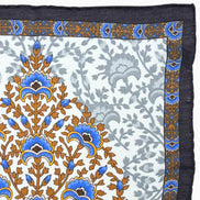 Light Blue, Brown & Navy Floral Border Handkerchief – Made in Italy