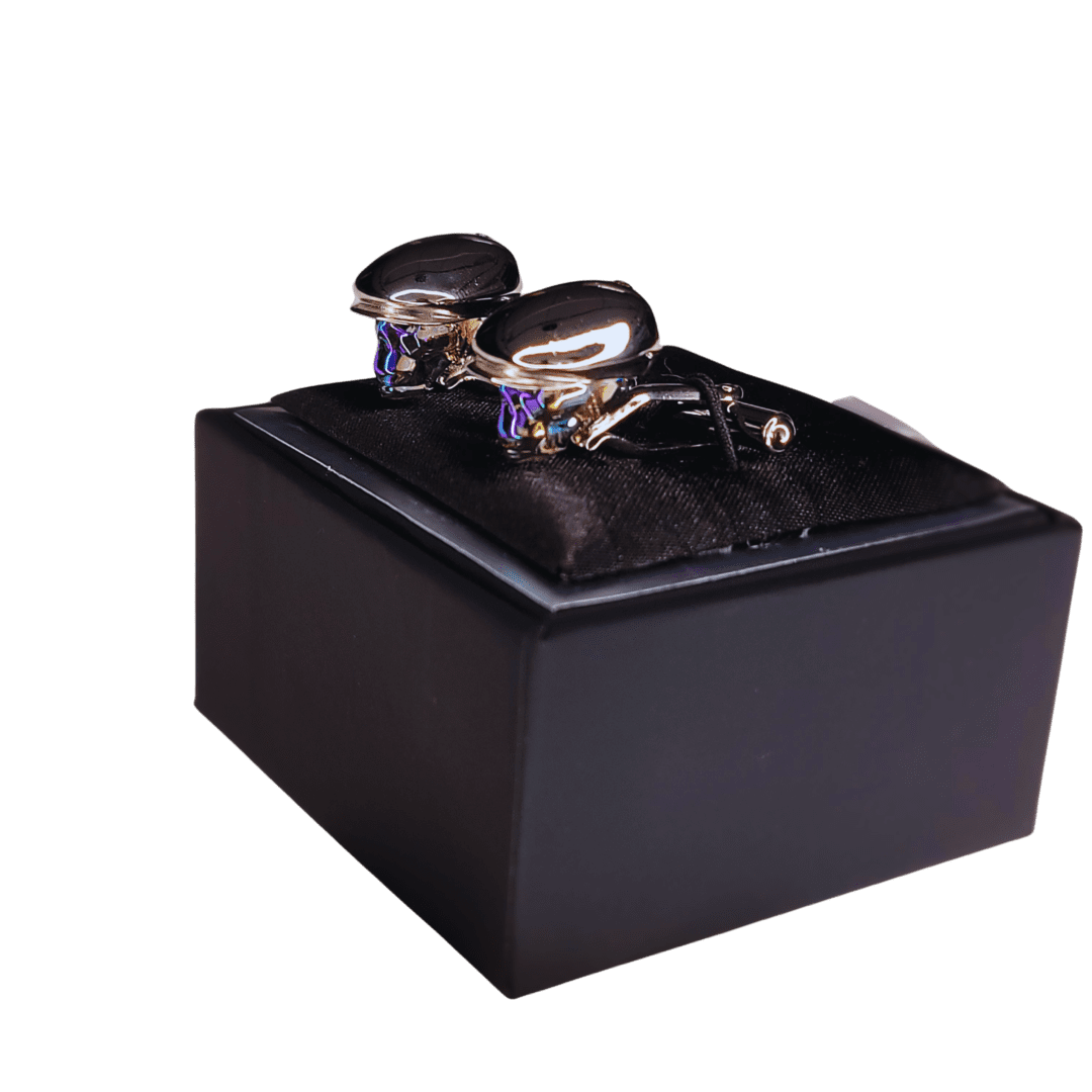 Cufflinks – Swarovski Crystal Skull with Newsboy Hat – Made in Italy