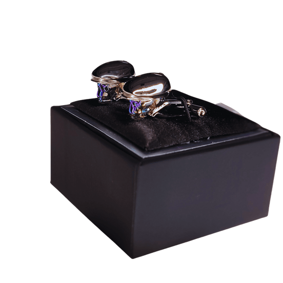 Cufflinks – Swarovski Crystal Skull with Newsboy Hat – Made in Italy