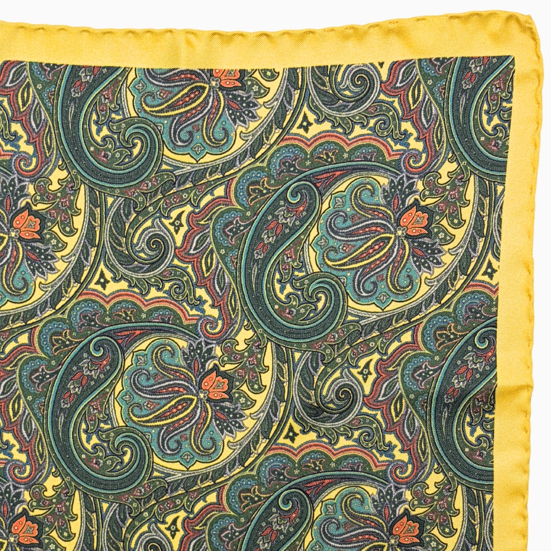 Yellow & Green Paisley Print Handkerchief – Made in Italy
