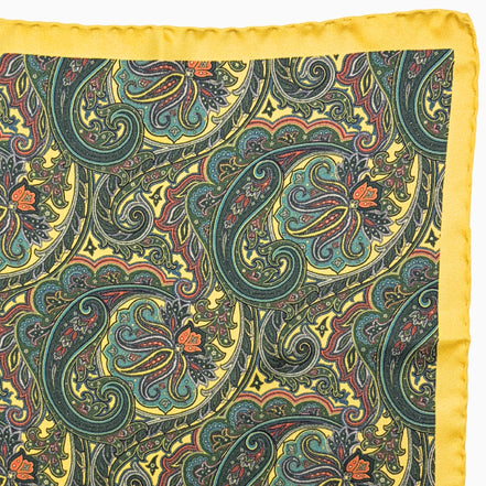 Yellow & Green Paisley Print Handkerchief – Made in Italy