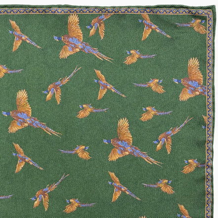 Forest Green Pheasant Print Handkerchief – Made in Italy