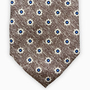 Brown and Blue Floral Motif Silk Tie – Made in Italy