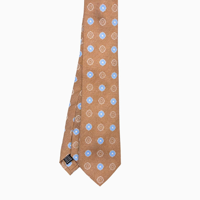 Copper & Light Blue Medallion Silk Tie – Made in Italy