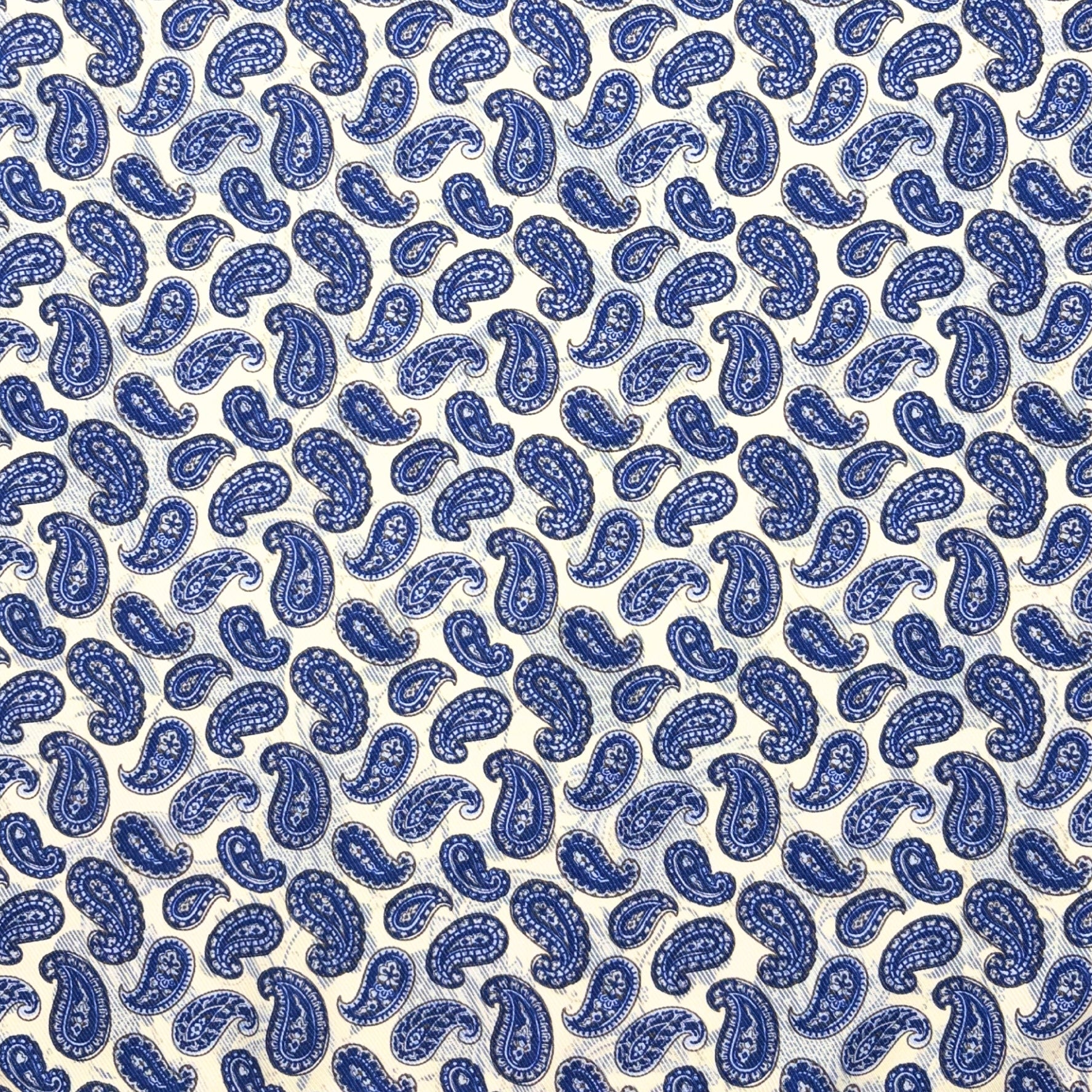 White & Blue Reversible Botanical Floral Handkerchief – Made in Italy