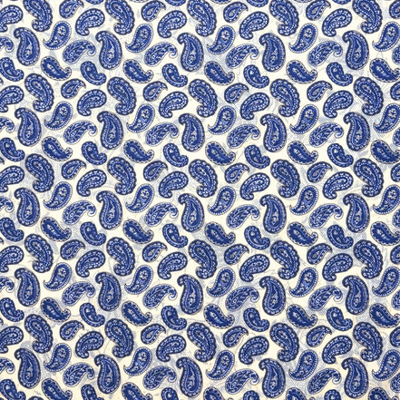 White & Blue Reversible Botanical Floral Handkerchief – Made in Italy