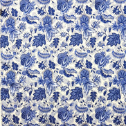 White & Blue Reversible Botanical Floral Handkerchief – Made in Italy