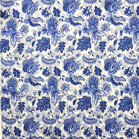 White & Blue Reversible Botanical Floral Handkerchief – Made in Italy