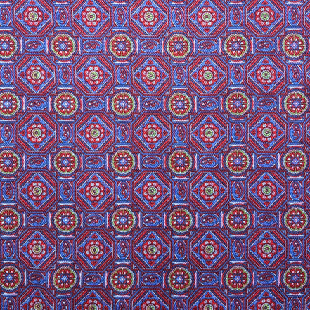 Red & Blue Reversible Geometric Medallion Handkerchief – Made in Italy