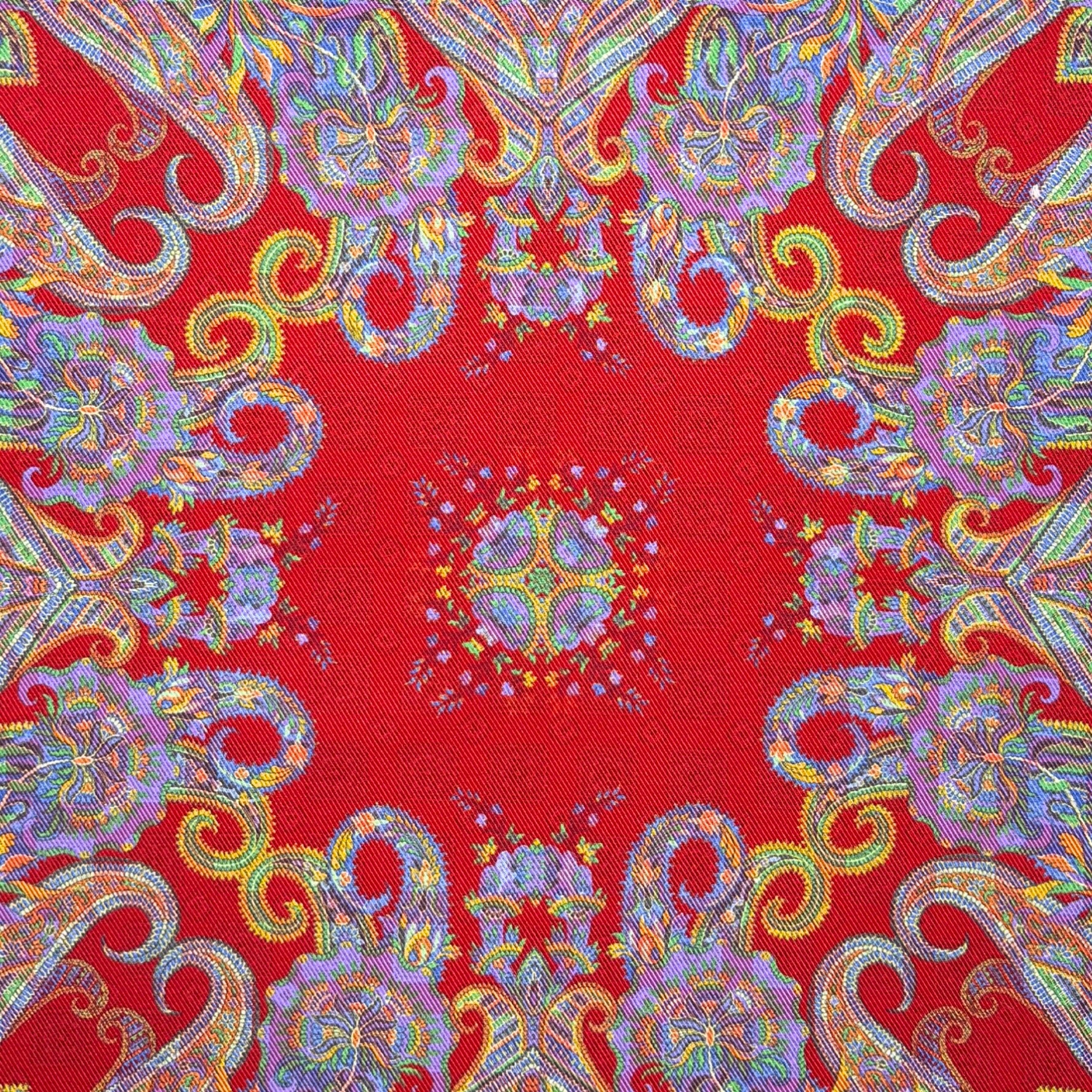 Red Multicolor Reversible Paisley Handkerchief – Made in Italy