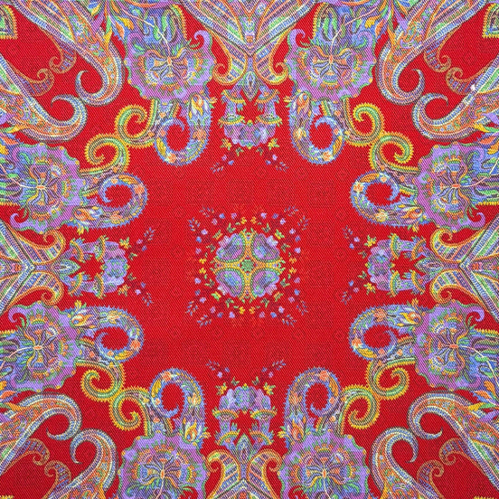 Red Multicolor Reversible Paisley Handkerchief – Made in Italy