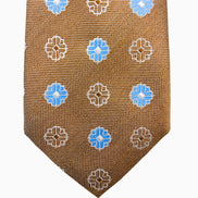 Copper & Light Blue Medallion Silk Tie – Made in Italy