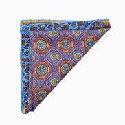 Light Blue Reversible Geometric Medallion Handkerchief – Made in Italy