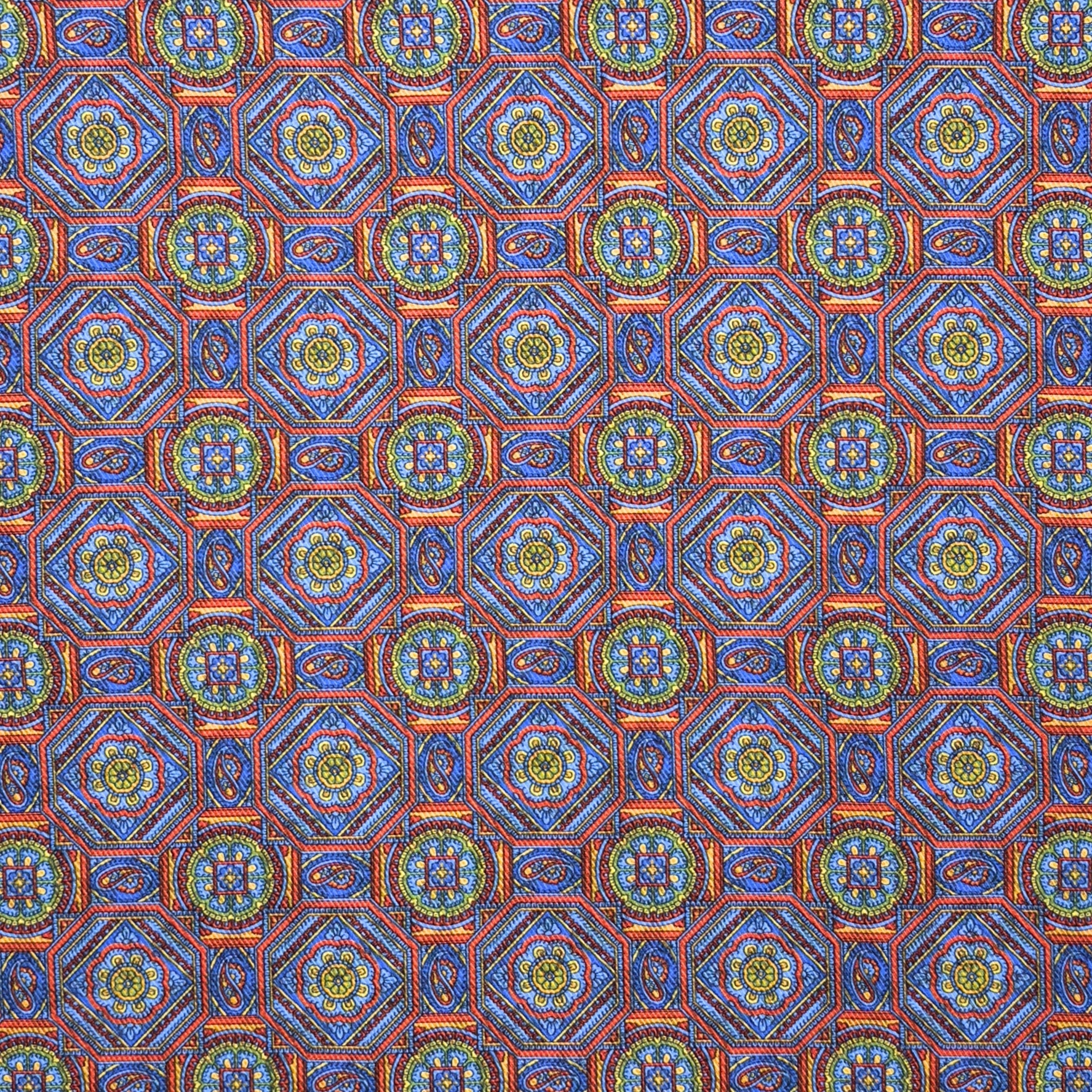 Light Blue Reversible Geometric Medallion Handkerchief – Made in Italy