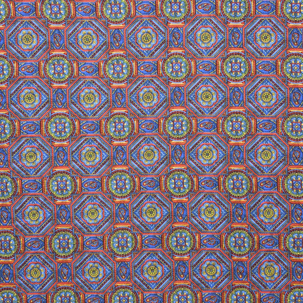 Light Blue Reversible Geometric Medallion Handkerchief – Made in Italy