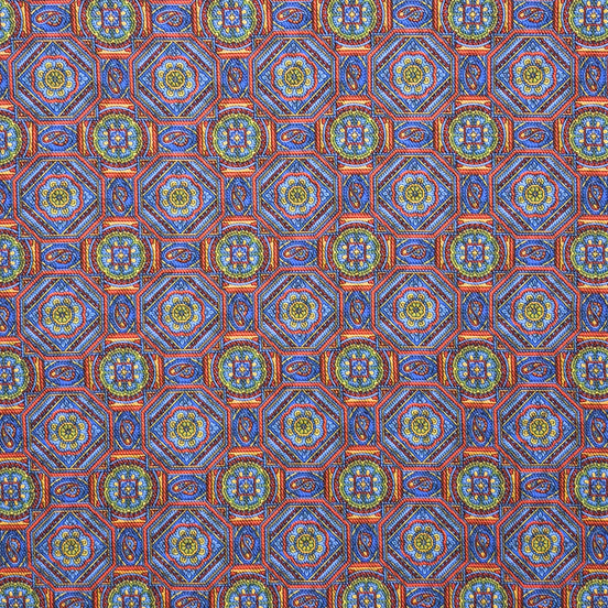 Light Blue Reversible Geometric Medallion Handkerchief – Made in Italy