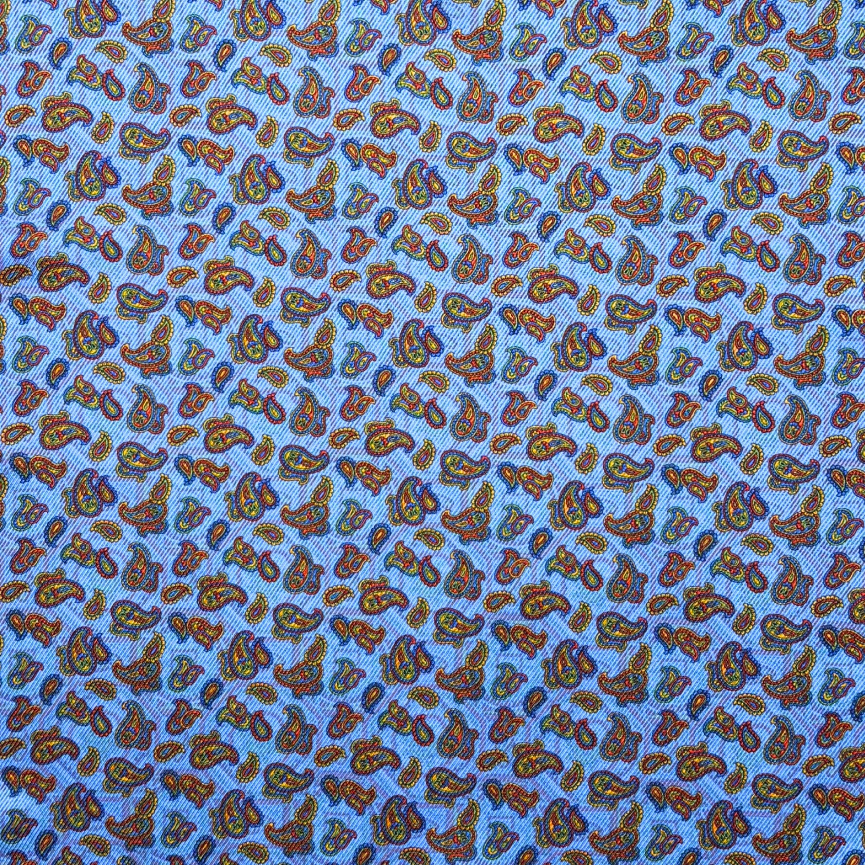 Light Blue Reversible Geometric Medallion Handkerchief – Made in Italy