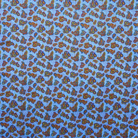 Light Blue Reversible Geometric Medallion Handkerchief – Made in Italy