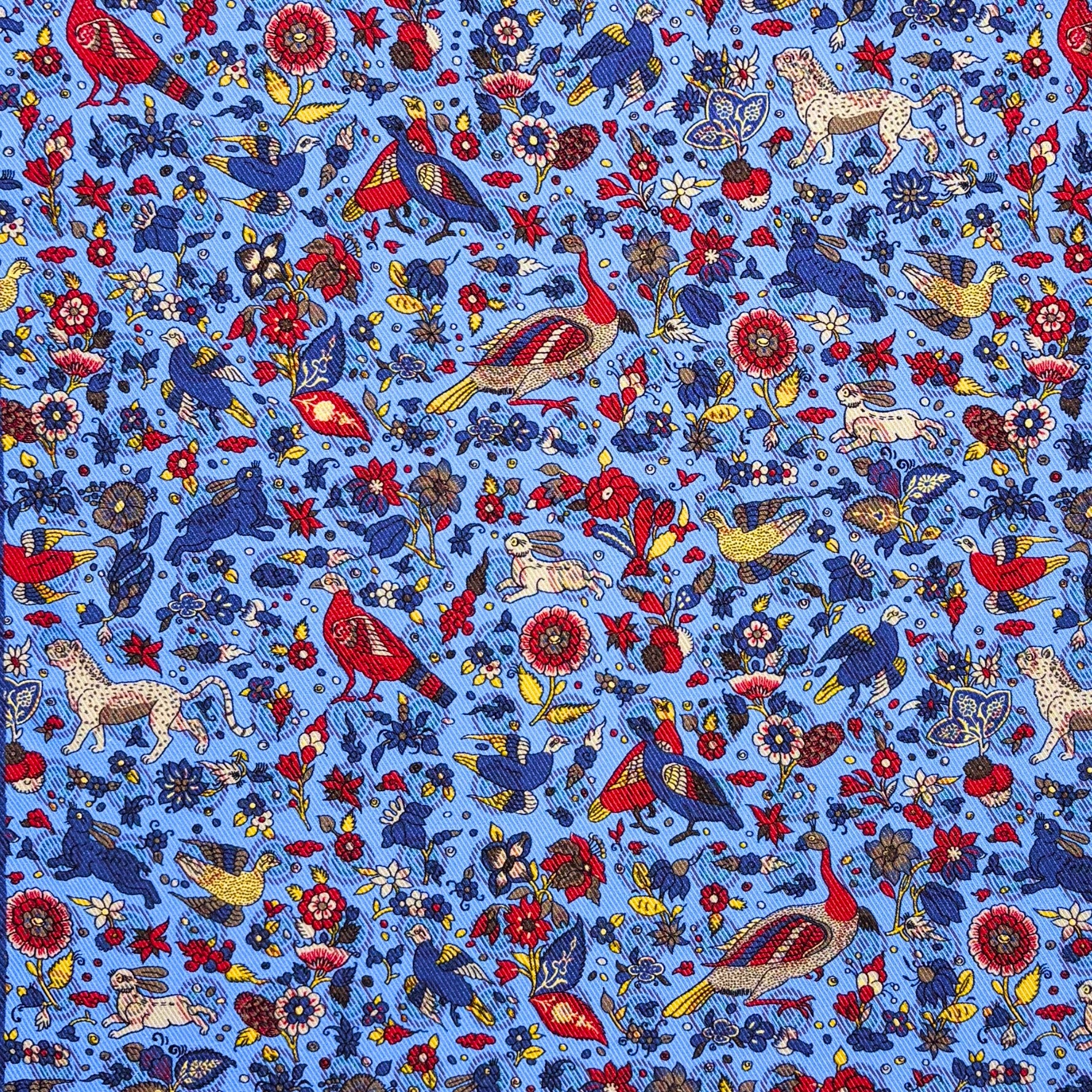 Light Blue Reversible Wildlife & Floral Handkerchief – Made in Italy