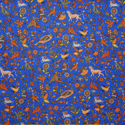 Royal Blue and Orange Reversible Wildlife & Floral Handkerchief – Made in Italy